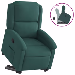 vidaXL Poltrona Alzapersona Reclinabile Verde Scuro in Velluto - Vista aggiuntiva 2