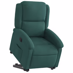 vidaXL Poltrona Alzapersona Reclinabile Verde Scuro in Velluto - Vista aggiuntiva 3