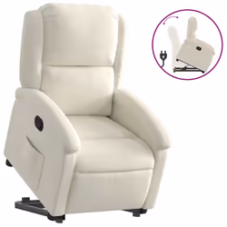 vidaXL Poltrona Alzapersona Reclinabile Crema in Velluto - Vista aggiuntiva 2