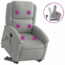 Poltrona Alzapersona Reclinabile Grigio Chiaro in Vellutocod mxl 108840 - Vista aggiuntiva 2