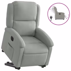 vidaXL Poltrona Alzapersona Reclinante Elettrica Grigio Chiaro Velluto - Vista aggiuntiva 2