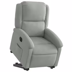 vidaXL Poltrona Alzapersona Reclinante Elettrica Grigio Chiaro Velluto - Vista aggiuntiva 3