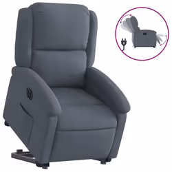 vidaXL Poltrona Alzapersona Reclinabile Elettrica Grigio Scuro Velluto - Vista aggiuntiva 2