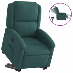 vidaXL Poltrona Alzapersona Reclinabile Elettrica Verde Scuro Velluto - Vista aggiuntiva 2