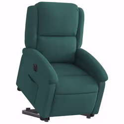 vidaXL Poltrona Alzapersona Reclinabile Elettrica Verde Scuro Velluto - Vista aggiuntiva 3