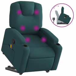 Poltrona Alzapersona Massaggiante Verde Scuro in Tessutocod mxl 84945 - Vista aggiuntiva 2