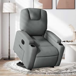 vidaXL Poltrona Alzapersona Reclinabile Elettrica Grigio Scuro Tessuto