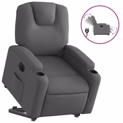 vidaXL Poltrona Alzapersona Reclinabile Elettrica Grigio Scuro Tessuto - Vista aggiuntiva 2