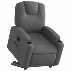vidaXL Poltrona Alzapersona Reclinabile Elettrica Grigio Scuro Tessuto - Vista aggiuntiva 3