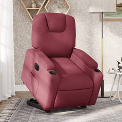 vidaXL Poltrona Alzapersona Reclinabile Elettrica Rosso Vino Tessuto