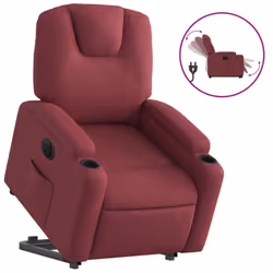 vidaXL Poltrona Alzapersona Reclinabile Elettrica Rosso Vino Tessuto - Vista aggiuntiva 2