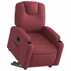 vidaXL Poltrona Alzapersona Reclinabile Elettrica Rosso Vino Tessuto - Vista aggiuntiva 3