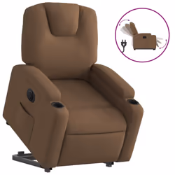 vidaXL Poltrona Alzapersona Reclinabile Elettrica Marrone Tessuto - Vista aggiuntiva 2
