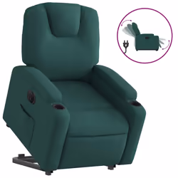 vidaXL Poltrona Alzapersona Reclinabile Elettrica Verde Scuro Tessuto - Vista aggiuntiva 2
