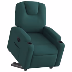 vidaXL Poltrona Alzapersona Reclinabile Elettrica Verde Scuro Tessuto - Vista aggiuntiva 3