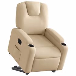 vidaXL Poltrona Alzapersona Reclinabile Elettrica Crema in Tessuto - Vista aggiuntiva 3