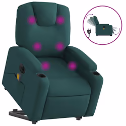 Poltrona Alzapersona Massaggiante Elettrica Verde Scuro Tessutocod mxl 133009 - Vista aggiuntiva 2