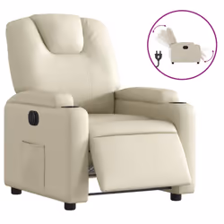 vidaXL Poltrona Reclinabile Elettrica Crema in Similpelle - Vista aggiuntiva 2