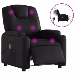 Poltrona Massaggiante Reclinabile Elettrica Nera in Similpellecod mxl 85090 - Vista aggiuntiva 2