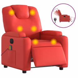 vidaXL Poltrona Massaggio Elettrica Reclinabile Rosso Similpelle - Vista aggiuntiva 2