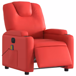 vidaXL Poltrona Massaggio Elettrica Reclinabile Rosso Similpelle - Vista aggiuntiva 3