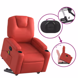 VidaXL 3204442 sedia massaggiante elettrica Rosso Ecopelle - Vista aggiuntiva 6