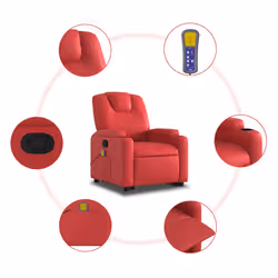 VidaXL 3204442 sedia massaggiante elettrica Rosso Ecopelle - Vista aggiuntiva 8