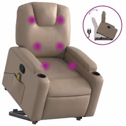 Poltrona Alzapersone Massaggi Reclinabile Cappuccino Similpellecod mxl 109062 - Vista aggiuntiva 2