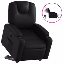 Poltrona Alzapersona Reclinabile Elettrica Nera in Similpellecod mxl 133037 - Vista aggiuntiva 2