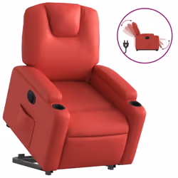 Poltrona Alzapersona Reclinabile Elettrica Rossa in Similpellecod mxl 85105 - Vista aggiuntiva 2