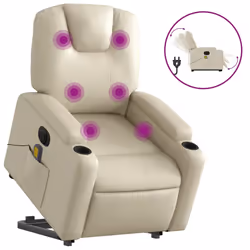 Poltrona Alzapersona Elettrica Reclinabile Crema in Similpellecod mxl 133042 - Vista aggiuntiva 2