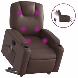vidaXL Poltrona Alzapersona Elettrica Reclinabile Marrone Similpelle - Vista aggiuntiva 2