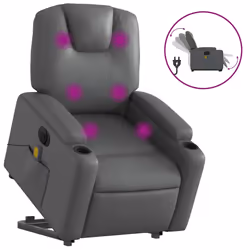 Poltrona Alzapersona Elettrica Reclinabile Grigio in Similpellecod mxl 85114 - Vista aggiuntiva 2