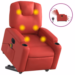 vidaXL Poltrona Alzapersona Reclinabile Elettrica Rossa in Similpelle - Vista aggiuntiva 2