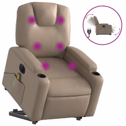 Poltrona Alzapersona Massaggio Elettrica Cappuccino Similpellecod mxl 109075 - Vista aggiuntiva 2