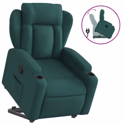 vidaXL Poltrona Alzapersona Reclinabile Verde Scuro in Tessuto - Vista aggiuntiva 2