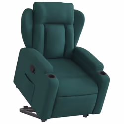 vidaXL Poltrona Alzapersona Reclinabile Verde Scuro in Tessuto - Vista aggiuntiva 3