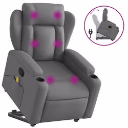 Poltrona Alzapersona Massaggi Reclinabile Grigio Scuro Tessutocod mxl 108921 - Vista aggiuntiva 2