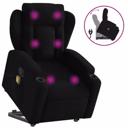 Poltrona Alzapersona Massaggiante Reclinabile Nera in Tessutocod mxl 84962 - Vista aggiuntiva 2