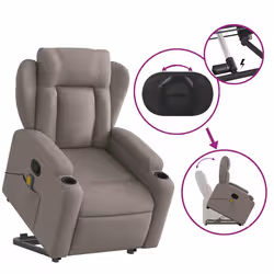 VidaXL 3204502 sedia massaggiante elettrica Grigio talpa Tessuto - Vista aggiuntiva 6
