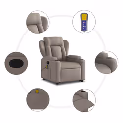 VidaXL 3204502 sedia massaggiante elettrica Grigio talpa Tessuto - Vista aggiuntiva 8