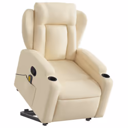 Poltrona Alzapersona Massaggiante Reclinabile Crema in Tessutocod mxl 132892 - Vista aggiuntiva 3