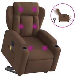 Poltrona Alzapersona Massaggiante Elettrica Marrone Tessutocod mxl 133004 - Vista aggiuntiva 2