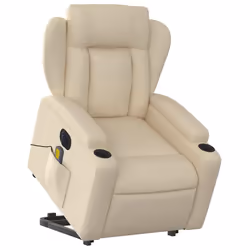Poltrona Alzapersona Massaggiante Elettrica Crema in Tessutocod mxl 109042 - Vista aggiuntiva 3