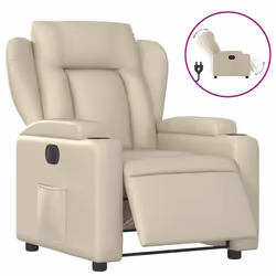 vidaXL Poltrona Reclinabile Elettrica Crema in Similpelle - Vista aggiuntiva 2