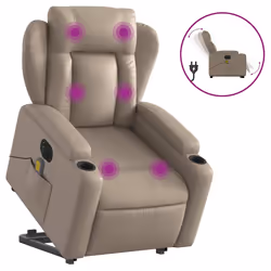 Poltrona Alzapersona Massaggio Elettrica Cappuccino Similpellecod mxl 109069 - Vista aggiuntiva 2