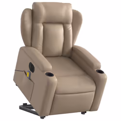 Poltrona Alzapersona Massaggio Elettrica Cappuccino Similpellecod mxl 109069 - Vista aggiuntiva 3
