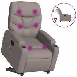 Poltrona Alzapersona Massaggiante Elettrica Tortora in Tessutocod mxl 109040 - Vista aggiuntiva 2