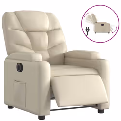 vidaXL Poltrona Reclinabile Elettrica Crema in Similpelle - Vista aggiuntiva 2