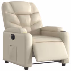 vidaXL Poltrona Reclinabile Elettrica Crema in Similpelle - Vista aggiuntiva 3